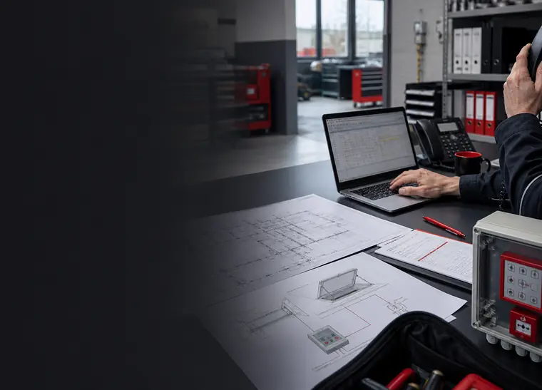 Servicetechniker bei der Fehleranalyse an einer Anlage